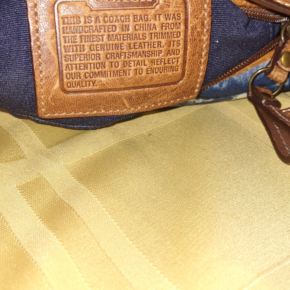 Coach Rare Embroided Multi-Patchwork Denim Pouche… - image 12